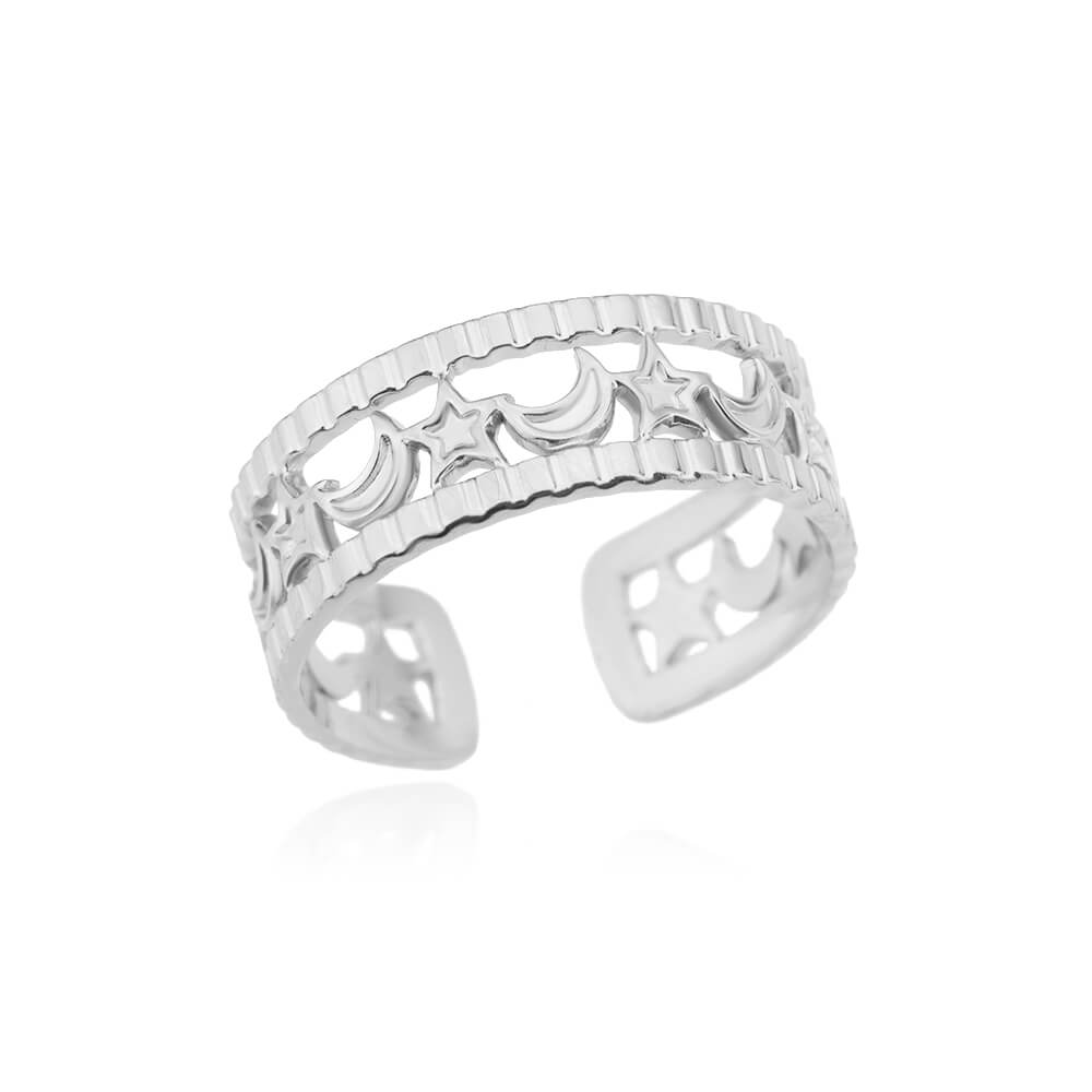 Star Moon Rings for Women Open Adjustable Double Layers Stainless Steel Ring Vintage Series Aesthetic Wedding Jewelry anillos