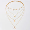 Star Necklace Pendant Clavicle Necklace Chain Vintage Star Crescent Four -layer Necklace Jewelry Women's Neck Chain цепочка