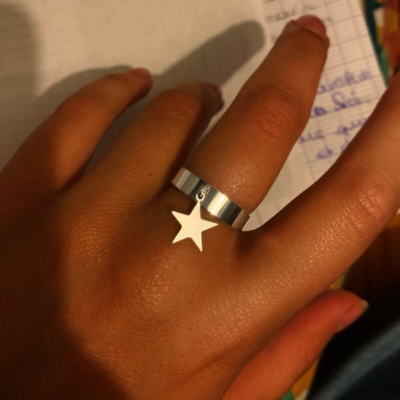 Star Rings For Women 2022 Stainless Steel Adjustable Couple Female Ring for Finger Boho Jewelry Gift