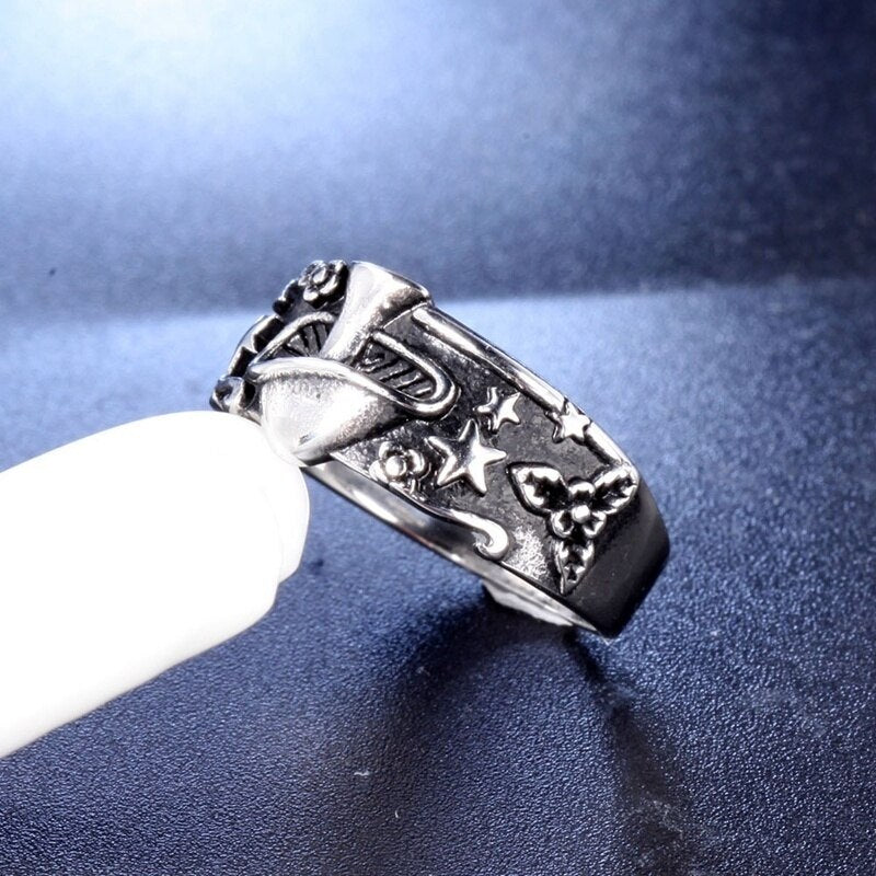 Star Shape Mushroom Cloud Pattern Ring Men's Ring Vintage Metal Ring Accessories Party Jewelry Size 7-11