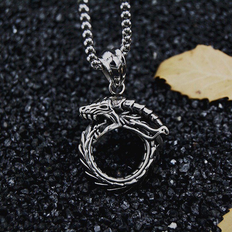 Star Style Ouroboros Men's Necklace Pendant Creative Personality Men's Party Club Jewelry Necklace Accessories