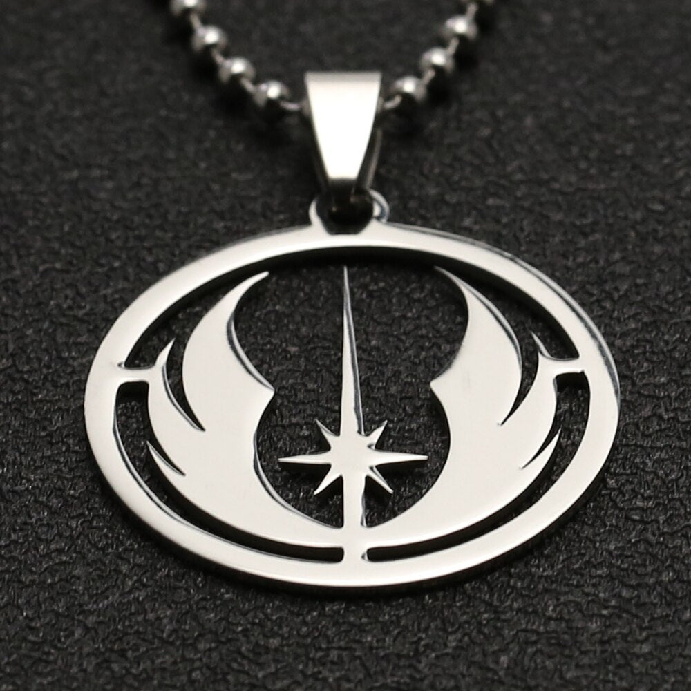 Star Wars Necklace Jedi Order Symbol Logo Emblem Silver Color Pendant Stainless Steel Movie Jewelry Men Women