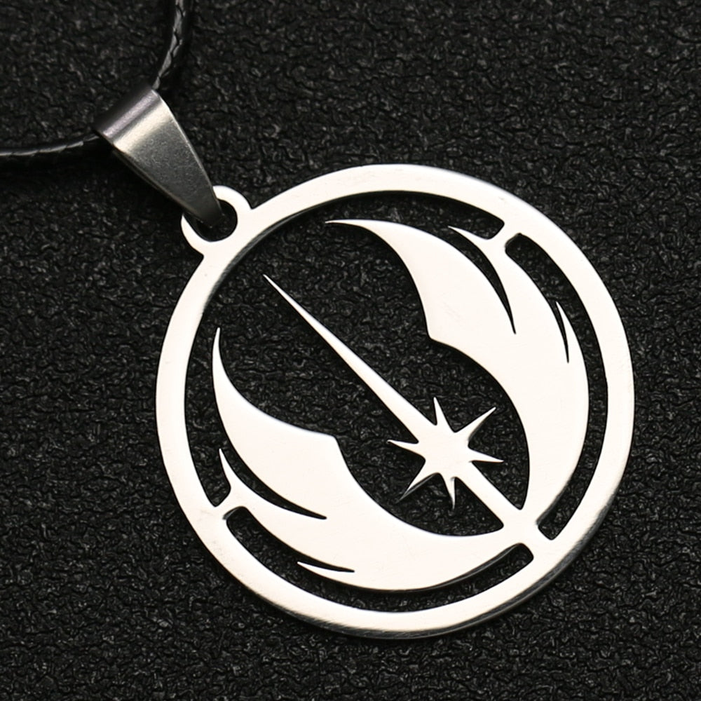 Star Wars Necklace Jedi Order Symbol Logo Emblem Silver Color Pendant Stainless Steel Movie Jewelry Men Women
