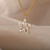 Star of David Pendant Necklace for Men Women Stainless Steel Crystal Hollow Star Necklace Choker Chain Vintage Jewelry Mujer