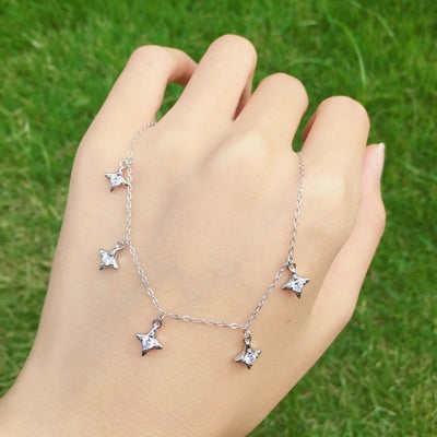 Star petal 925 sterling silver AAA zircon necklace simple fashion design wild necklace fine clavicular chain for women jewelry