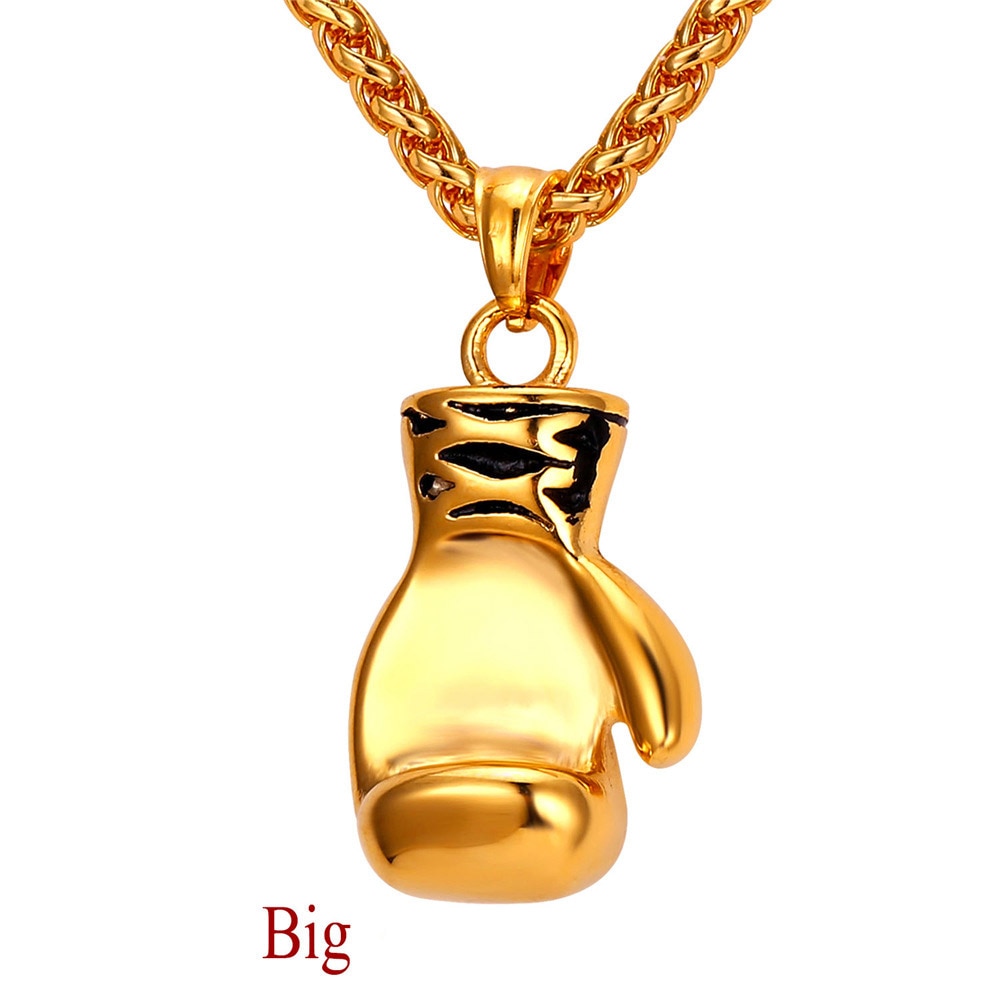 Boxing Glove Pendant Charm Necklace Sport Boxing Jewelry 316L Stainless Steel/Gold Color Chain For Men New GP2213