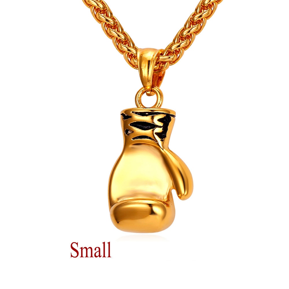 Boxing Glove Pendant Charm Necklace Sport Boxing Jewelry 316L Stainless Steel/Gold Color Chain For Men New GP2213