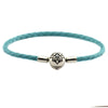 Starry Sky Ocean Blue Clasp Leather Bracelets 100% 925 Sterling-Silver-Jewelry