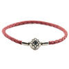 Starry Sky Pink Clasp Leather Bracelets 100% 925 Sterling-Silver-Jewelry