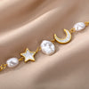 Stars and Moon Pearl Bracelets For Women Stainless Steel Cuban Chain Bracelet Imitation Pearls Couple Jewelry Gift pulseras