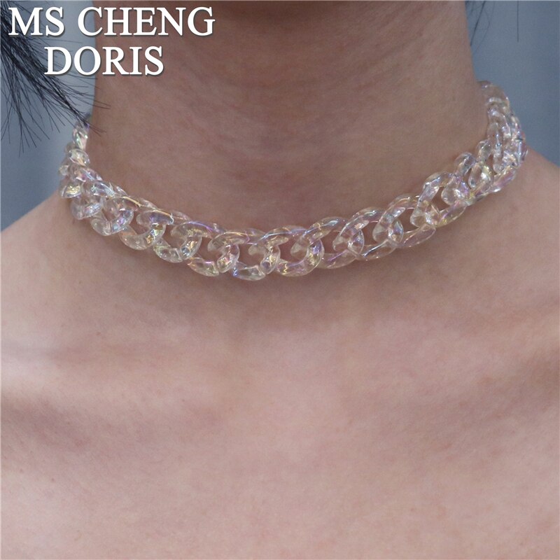 Statement Acrylic Chain Multicolor Transparent Bear Necklace Bohemian Summer Cute Candy Color Resin Gummy Bear Collar Necklaces