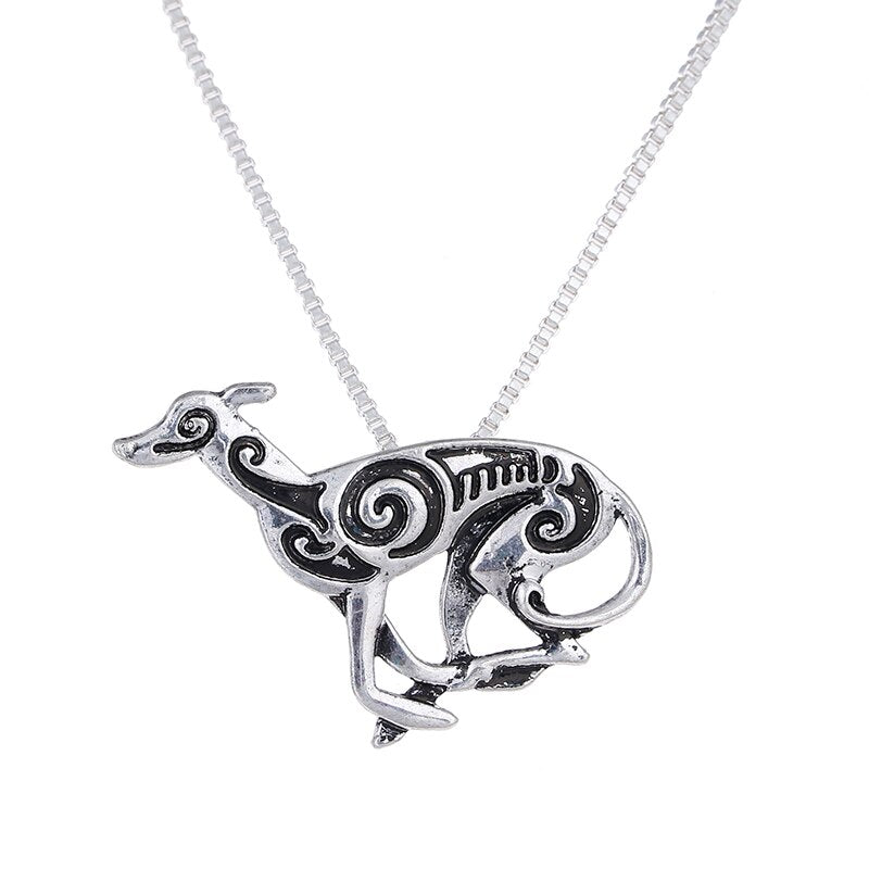 Statement Bijoux Running Greyhound Necklace Hound Galgo Dog Silver Pendant Long Necklace Charm Choker Halloween Gift