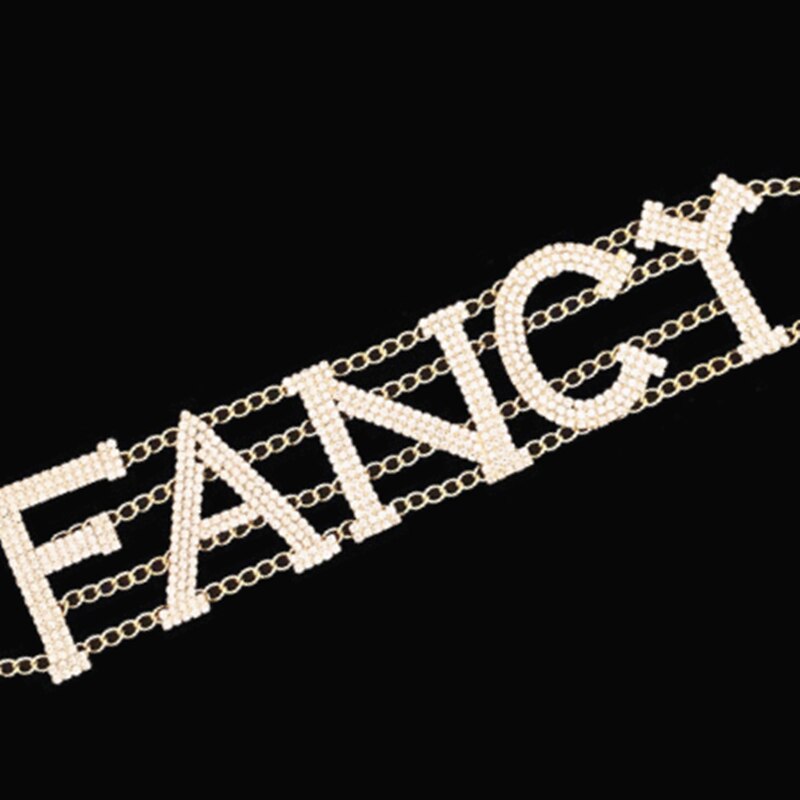 Statement FANCY Rhinestone Letter Choker Necklace for Women Minimalist Gold Crystal Alphabet Necklace Pendant Jewelry