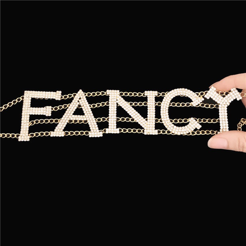 Statement FANCY Rhinestone Letter Choker Necklace for Women Minimalist Gold Crystal Alphabet Necklace Pendant Jewelry