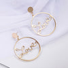 Statement Love Letter Large Hoop Earrings For Women Simple Gold Silver Color Punk Big Circle Earrings Fashion Jewelry New E052