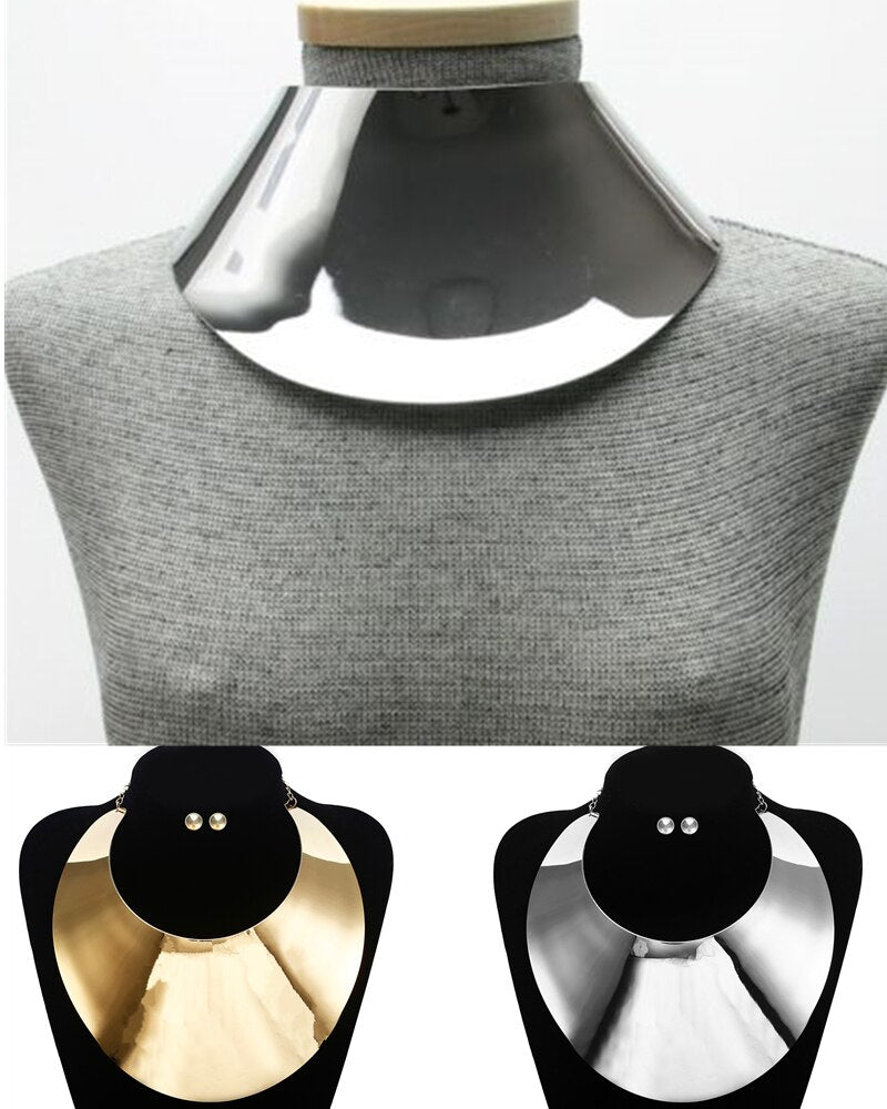 Statement Metal Link Choker Chunky Wide Armor Collar Necklace Egyptian Neck Cuff