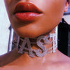 Statement  NASTY Shiny Rhinestone Choker Necklace Letter for Women FANCY Big Choker Necklace Crystal Collar Jewelry Sex