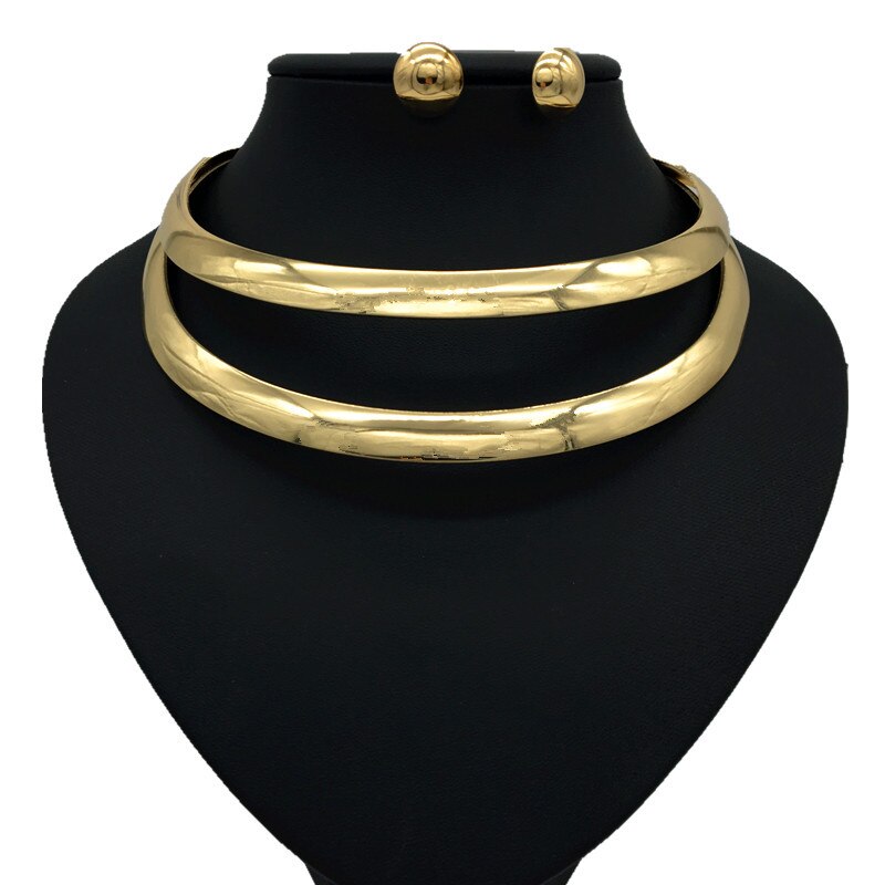 Statement Torque Choker Necklace Women Gold Color Alloy Collar Maxi Necklace African Jewelry Chokers Big Jewelry