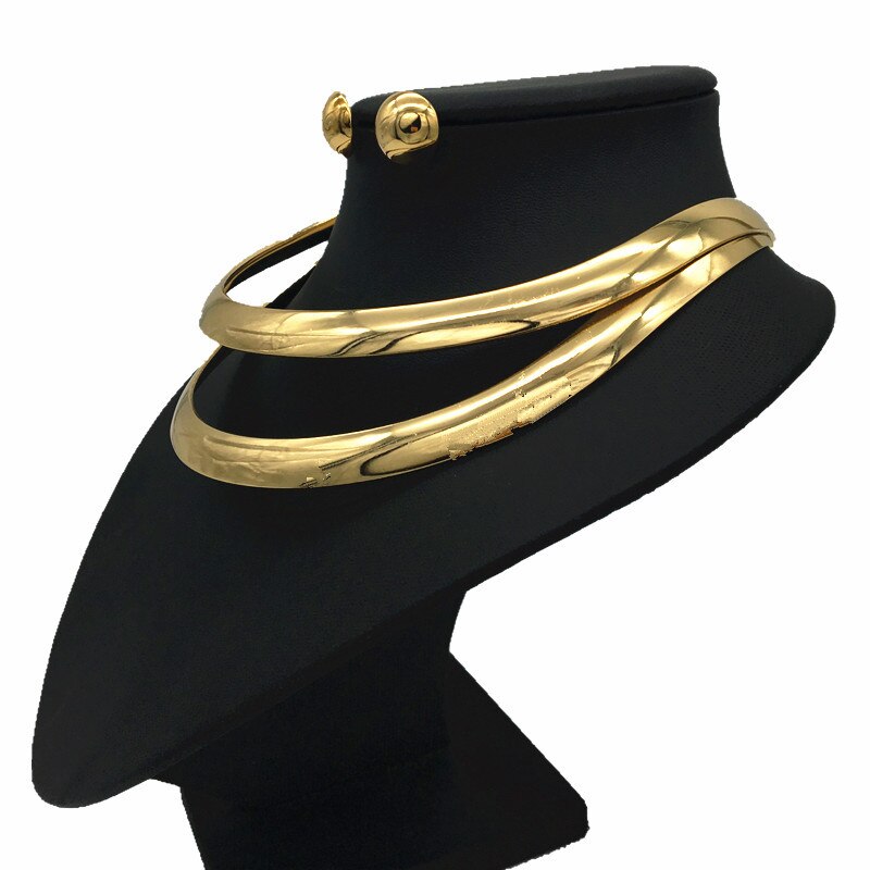 Statement Torque Choker Necklace Women Gold Color Alloy Collar Maxi Necklace African Jewelry Chokers Big Jewelry