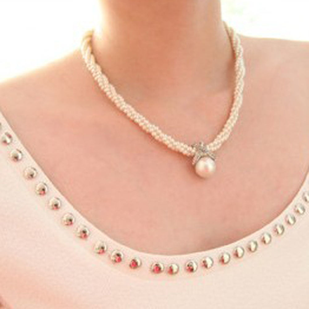 Statement Women Girls Choker Chunky Simulated Pearl Necklace Vintage Bib Necklace Pendant Fashion Jewelry Bijouterie