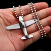 Steel soldier 3D airplane design 316L stainless steel men pendant necklace funny and exquisite unique jewelry for men women gift