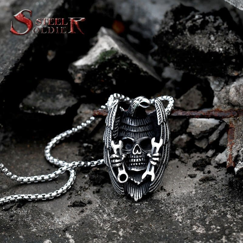 Steel soldier Grim Reaper Death Scythe Skull pendant animal stainless steel quality for men good detail titanium steel jewelry