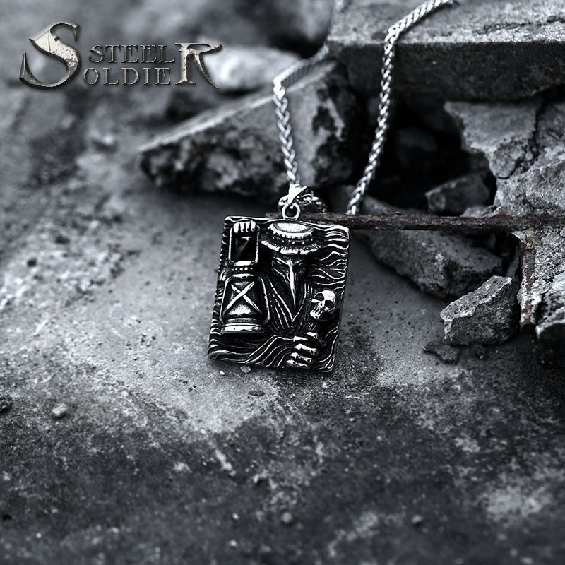 Steel soldier Grim Reaper Death Scythe Skull pendant stainless steel quality for men good detail titanium steel jewelry drop