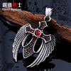 Steel soldier Stainless Steel Wing Cross Stone Pendant For Man Vintage Jewelry trendy accessory