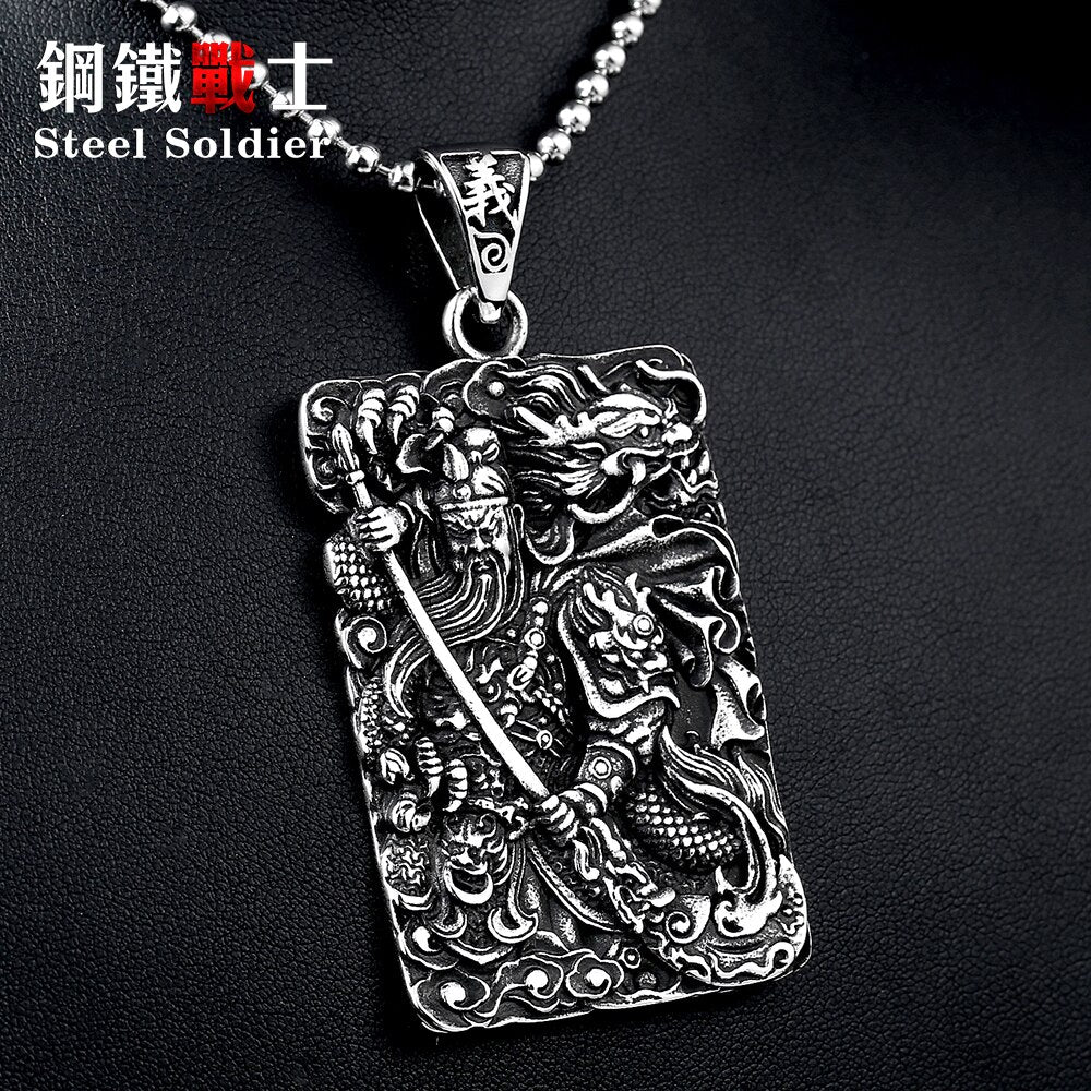 Steel soldier The Romance of the Three Kingdoms GuanYu pendant necklace classic Chinese style jewelry