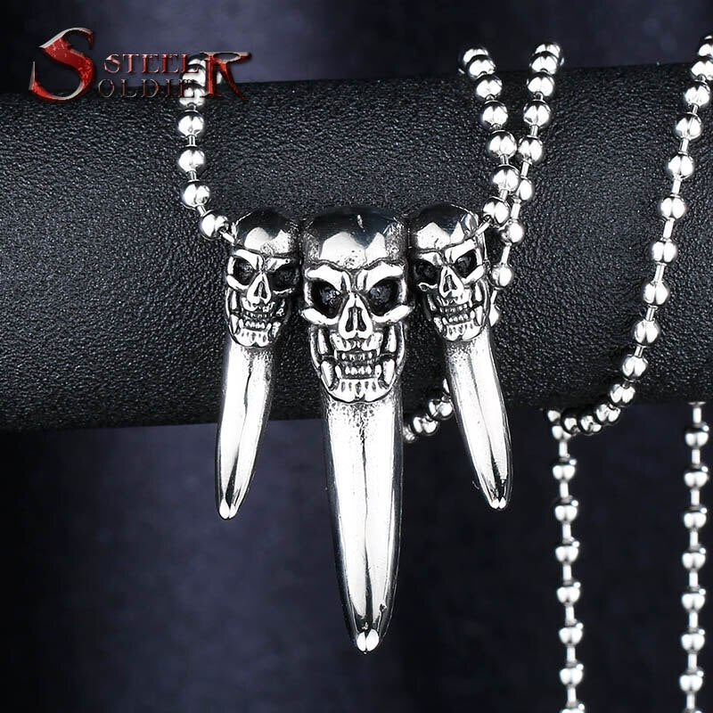 Steel soldier Touch the gold talisman Bear claw Pendant necklace for men stainless steel personality charm chain jewelry