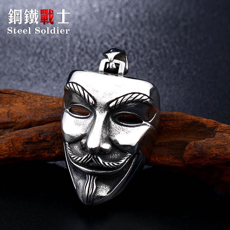 Steel soldier V for vendetta pendant movie necklace stainless steel charm jewelry man gifts creative