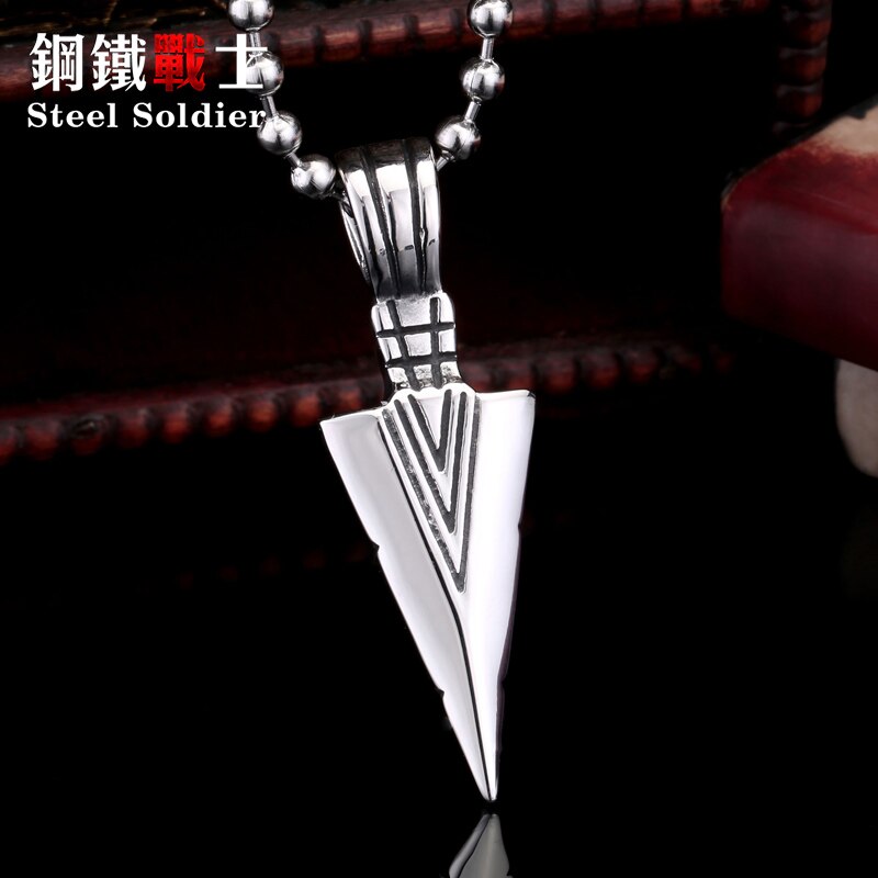 Steel soldier dropship stainless steel jewelry arrowhead pendant VIKING men personality retail punk necklace pendant