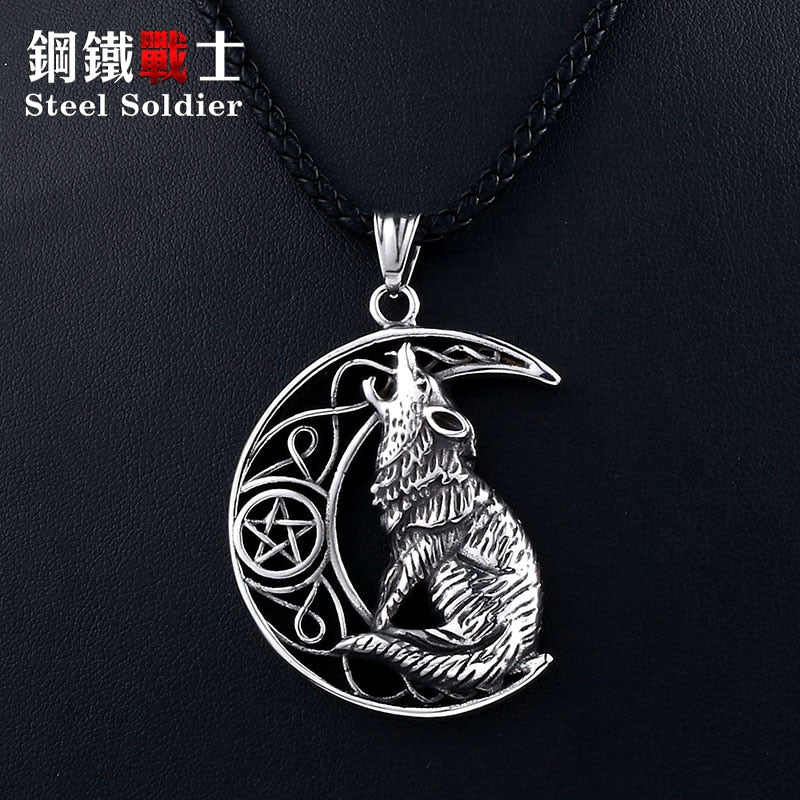 Steel soldier stainless steel nordic Vikings pendant Necklace Norse Wolf Head Original amulet Animal Jewelry