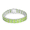 Sterling 925 Silver Nature Gemstone 7x5mm Oval double Row Peridot Tennis Bracelet
