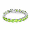 Sterling 925 Silver Nature Gemstone 8mm Round Peridot Tennis Bracelet