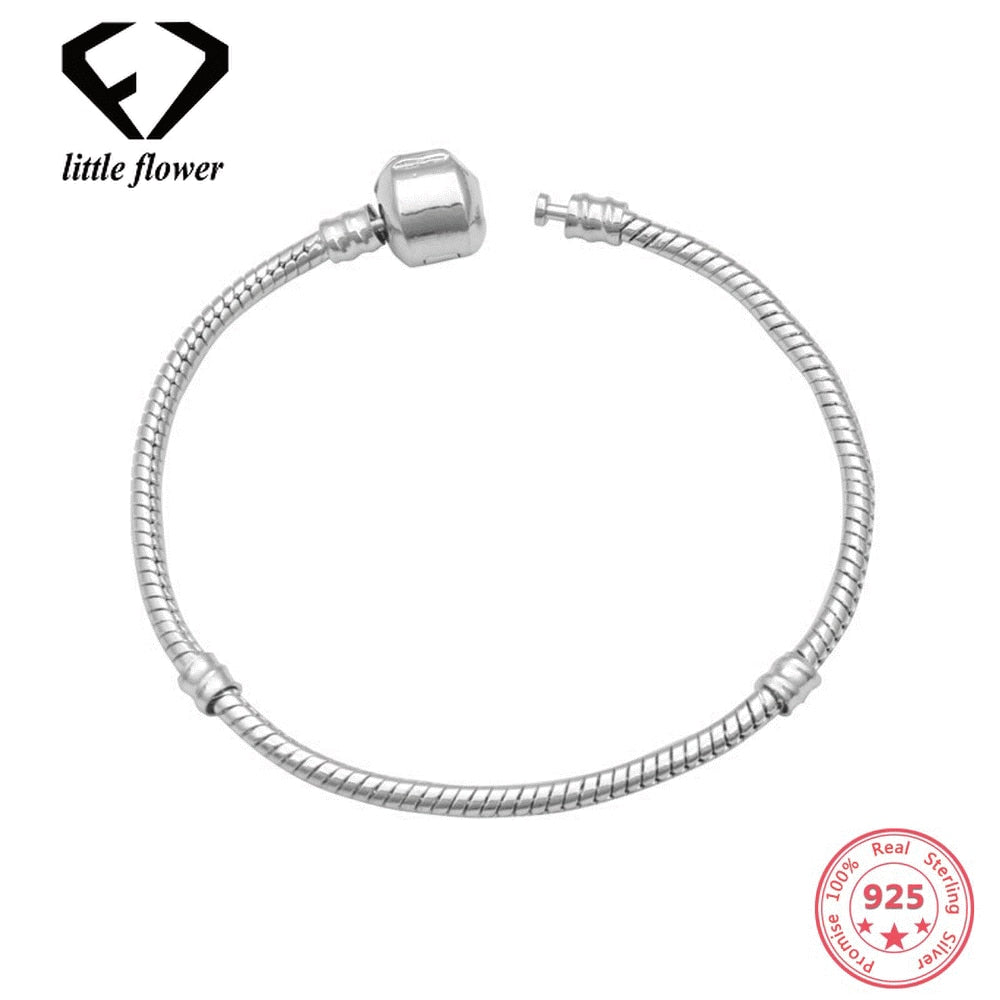 Sterling 925 Silver Style Bracelet for Women or Men 3MM Sleek Snake Bone Chain Transfer Beads Hand Chain Geometric Type Jewelry