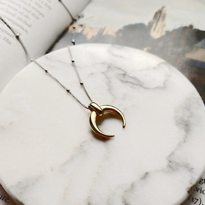 Sterling 925 silver moon pendant necklace gold fashion wild Crescent choker necklace for women birthd festival jewelry gift