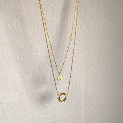 Sterling 925 silver smiley face sun pendant necklace gold 2020 fashion simple double layer necklace for women charms jewelry