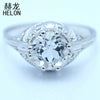 Sterling Silver 925 8mm Round Cut White Topaz Ring Art Deco Engagement Vintage Antique Engrave Wedding Ring For Women