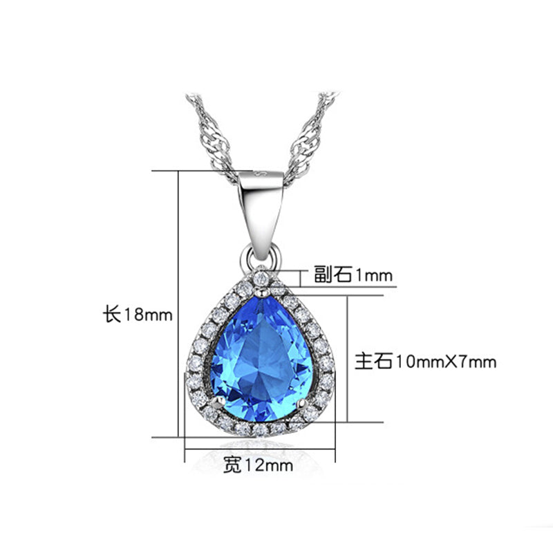 Sterling Silver 925 Pendant Necklace For Women Fine Jewelry Purple Amethyst Flower Waterdrop For Wedding Engagement Party