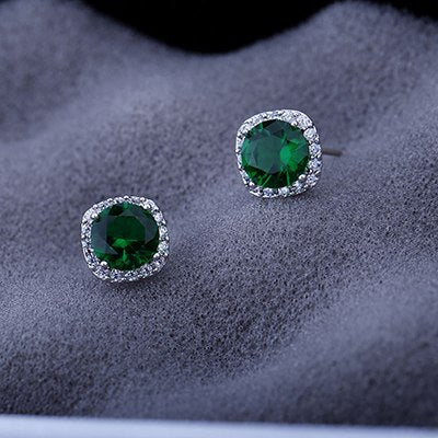 Sterling Silver 925 Stud Earrings for Women Fine Jewelry Citrine Fireworks Cut Square Blue Wedding Engagement Party Gift