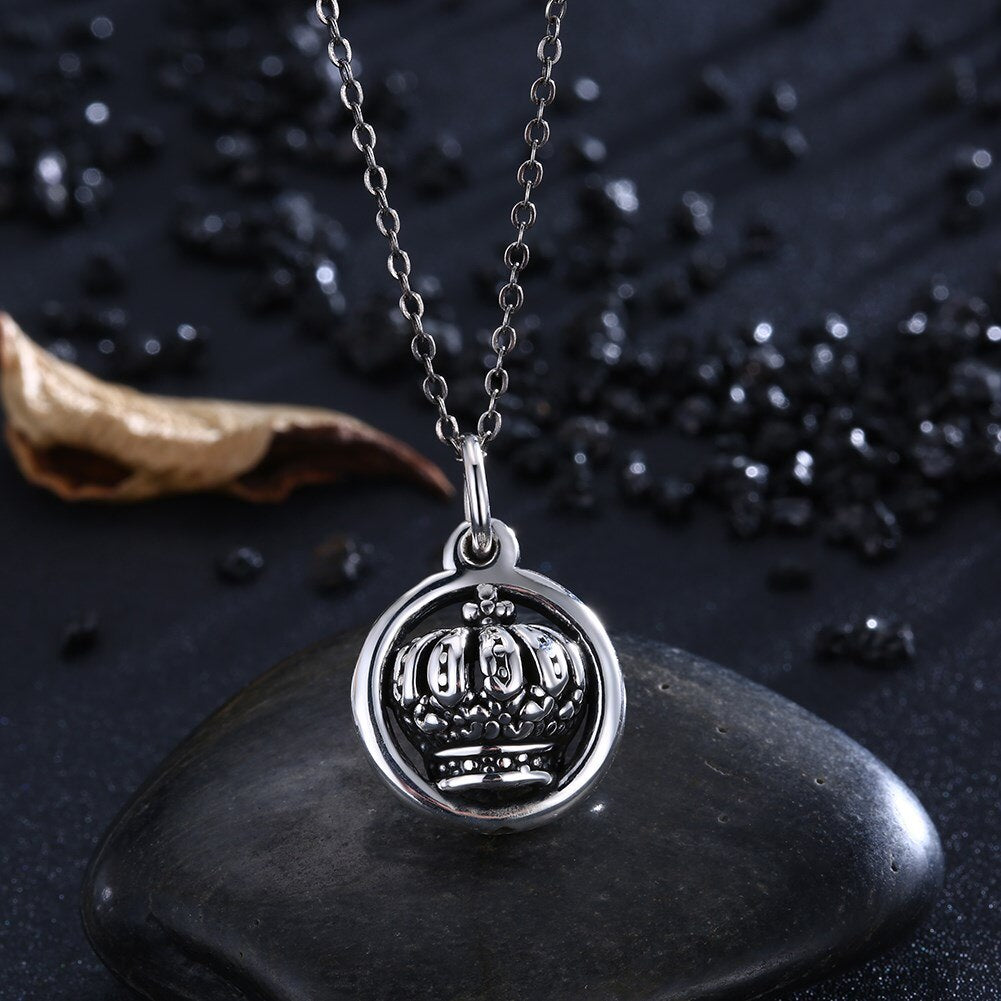 Sterling Silver 925 Vintage Crown Pendant Necklace Jewelry for Women Valentine&#39;s Day Anniversary Gift Fine Jewelry
