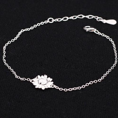 Sterling Silver 925 Women Chain link Bracelet Semi Mount for 6x6mm Round Cabochon Fine Jewelry Flower White Gold Color DIY Stone