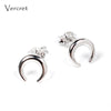 Sterling Silver Horn Stud Earrings Tiny Cartilage Earrings For Women 8mm Silver Stud Earrings