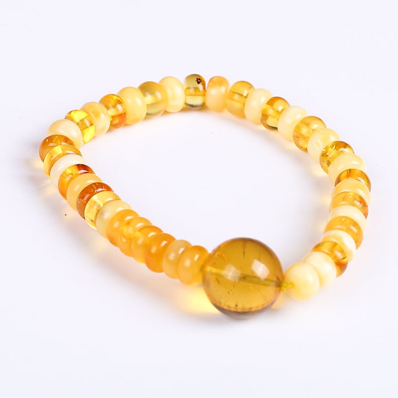 Sterling Silver National Flower DIY Mosaic Natural Amber Beeswax Tassou High - end Women 's Silver Handle Bracelet
