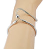 Sterling Silver Sliding Bracelet Pure 925 Silver with Clear Cz Charms Bracelets for Women Fit Charm Beads DIY Gift FLB054