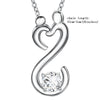 Sterling silver 925 trendy style mom&child pendant chain necklace with big Cubic Zirconia diy fine jewelry making gift for women