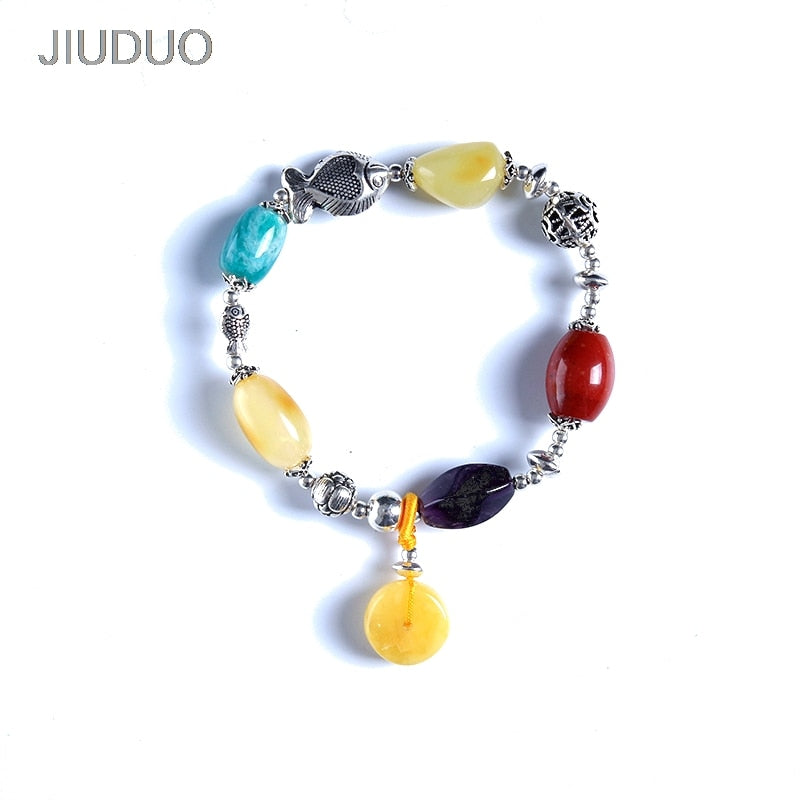 Sterling silver Bracelet Lucky Women Amber Hand with Certificate Natural Blood Perfection DIY Men and Women Blood Park Chain