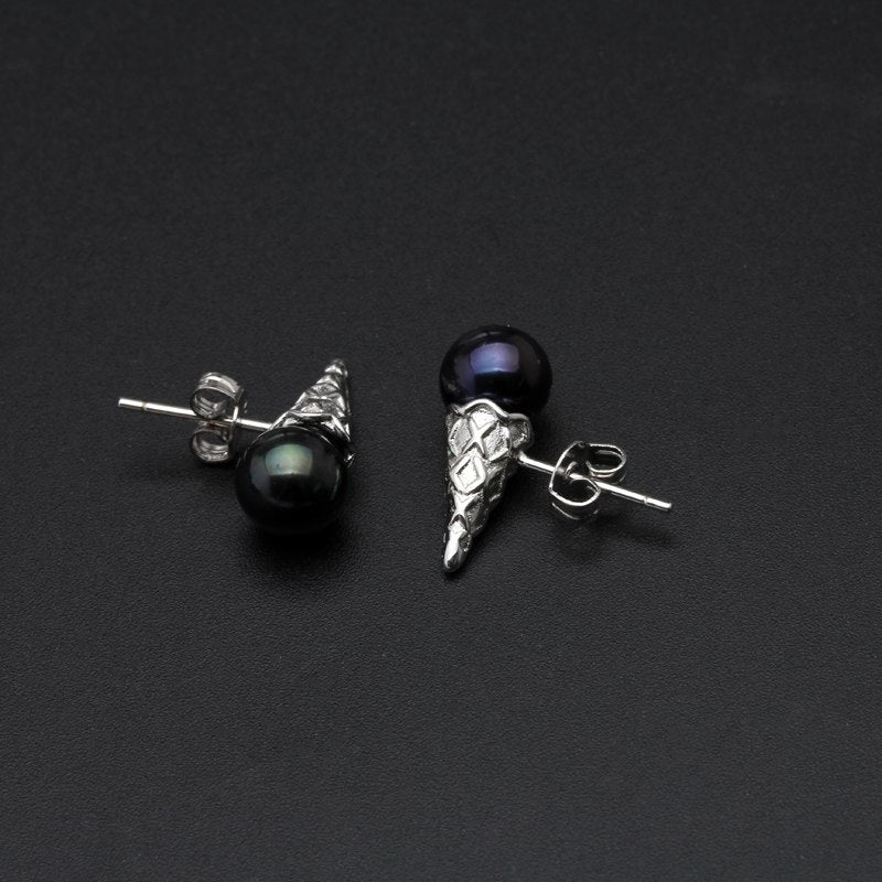 Sterling silver round pearl earrings for women,customized multi color pearl earrings for children christmas gift