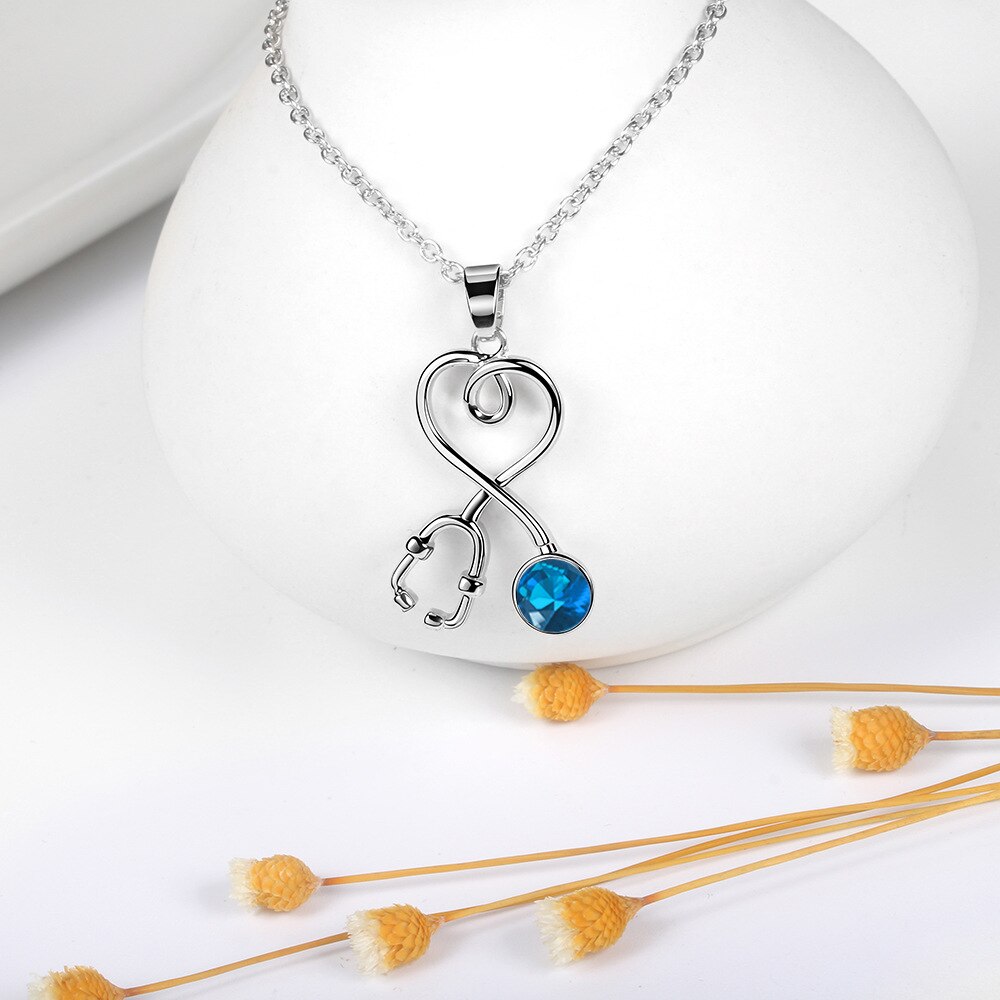Stethoscope Heartbeat Silver-color Choker Necklace Women Love Heart Necklaces & Pendants Medical Nurse Doctor Lover JewelrGifts
